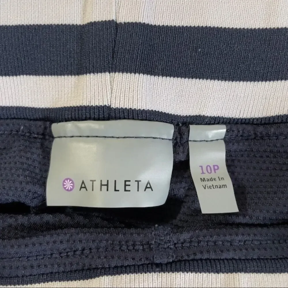 Athleta Skort Skirt Navy Blue Stripe with Zip Pockets Tennis Golf Hike Size‎ 10P